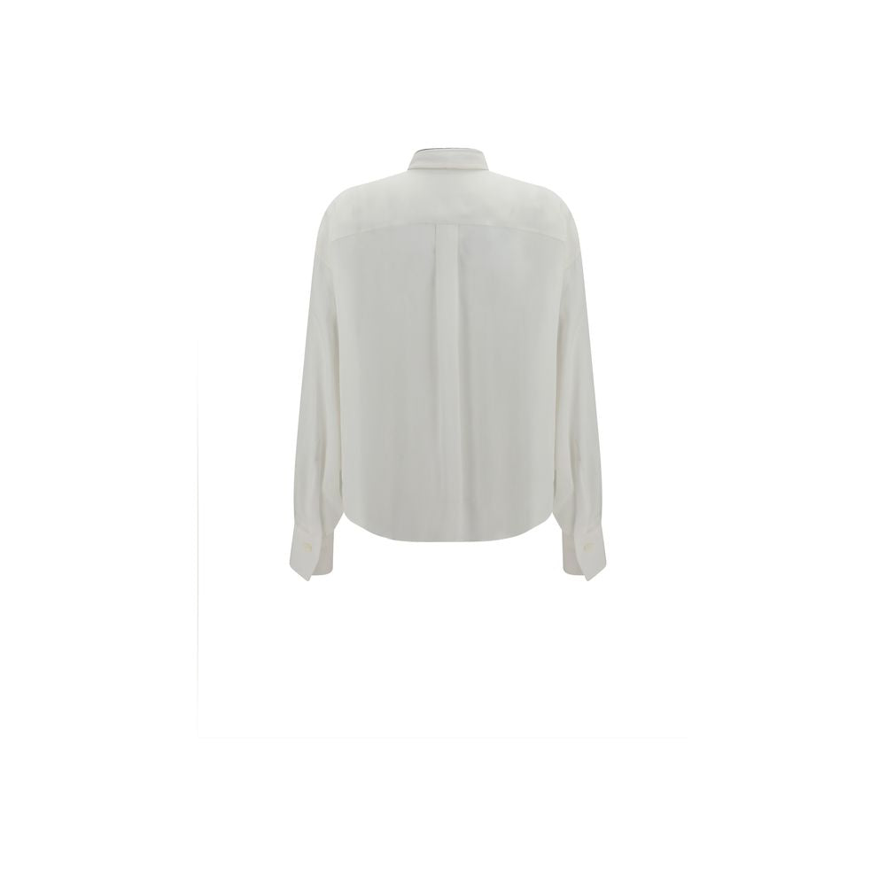 Brunello Cucinelli White Silk Dress Shirt