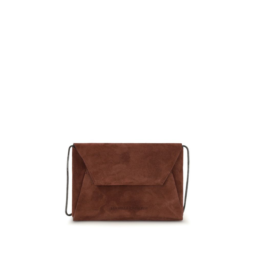 Brunello Cucinelli Bordeaux Calf Leather Bos Taurus Shoulder Bag