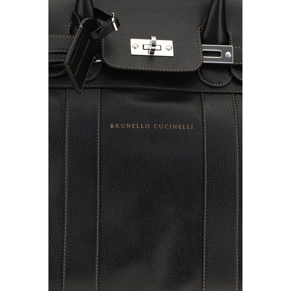 Brunello Cucinelli Black Calf Leather Bos Taurus Luggage And Travel