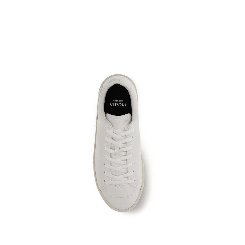 Prada White Calf Leather Bos Taurus Low Top Sneakers