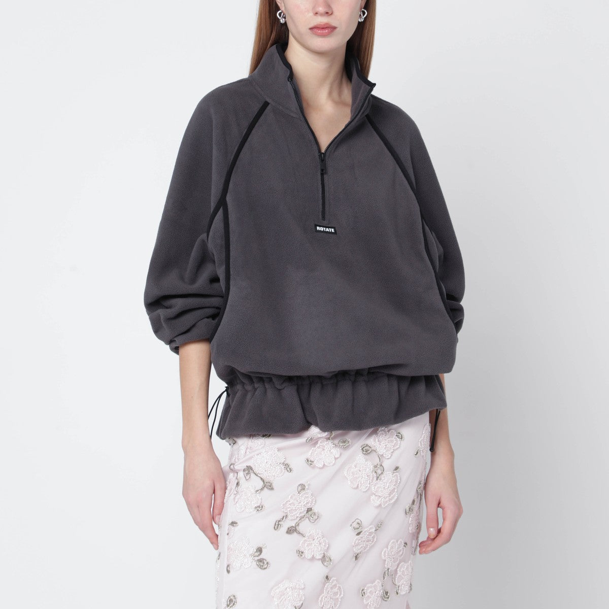 ROTATE Birger Christensen ROTATE Birger Christensen Grey fleece hoodie with drawstring