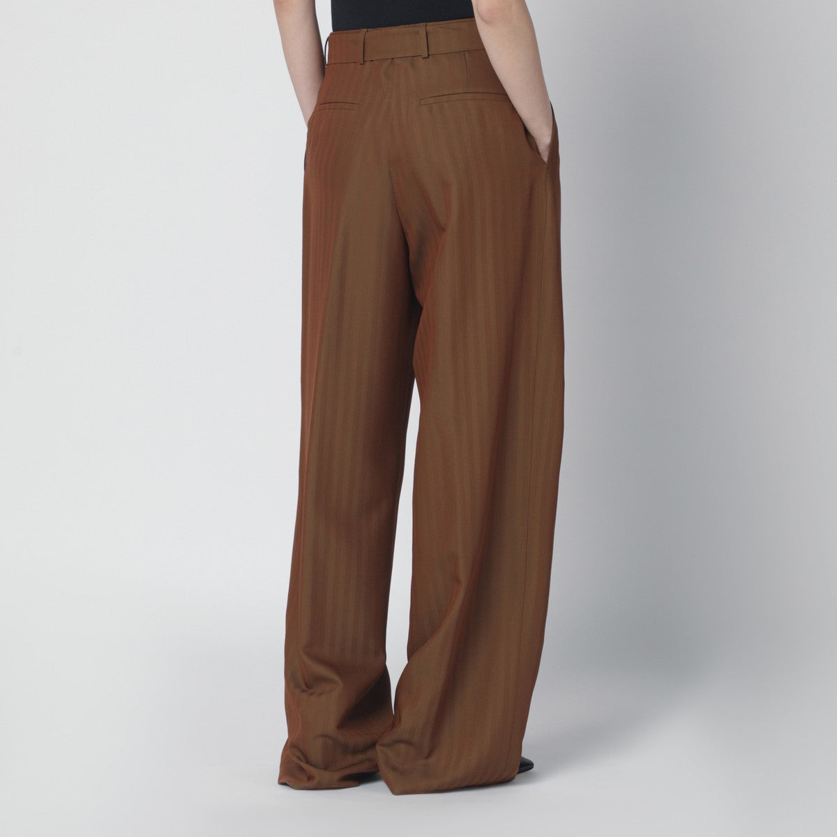 Dries Van Noten بنطال Dries Van Noten بني بقصة واسعة من مزيج الصوف