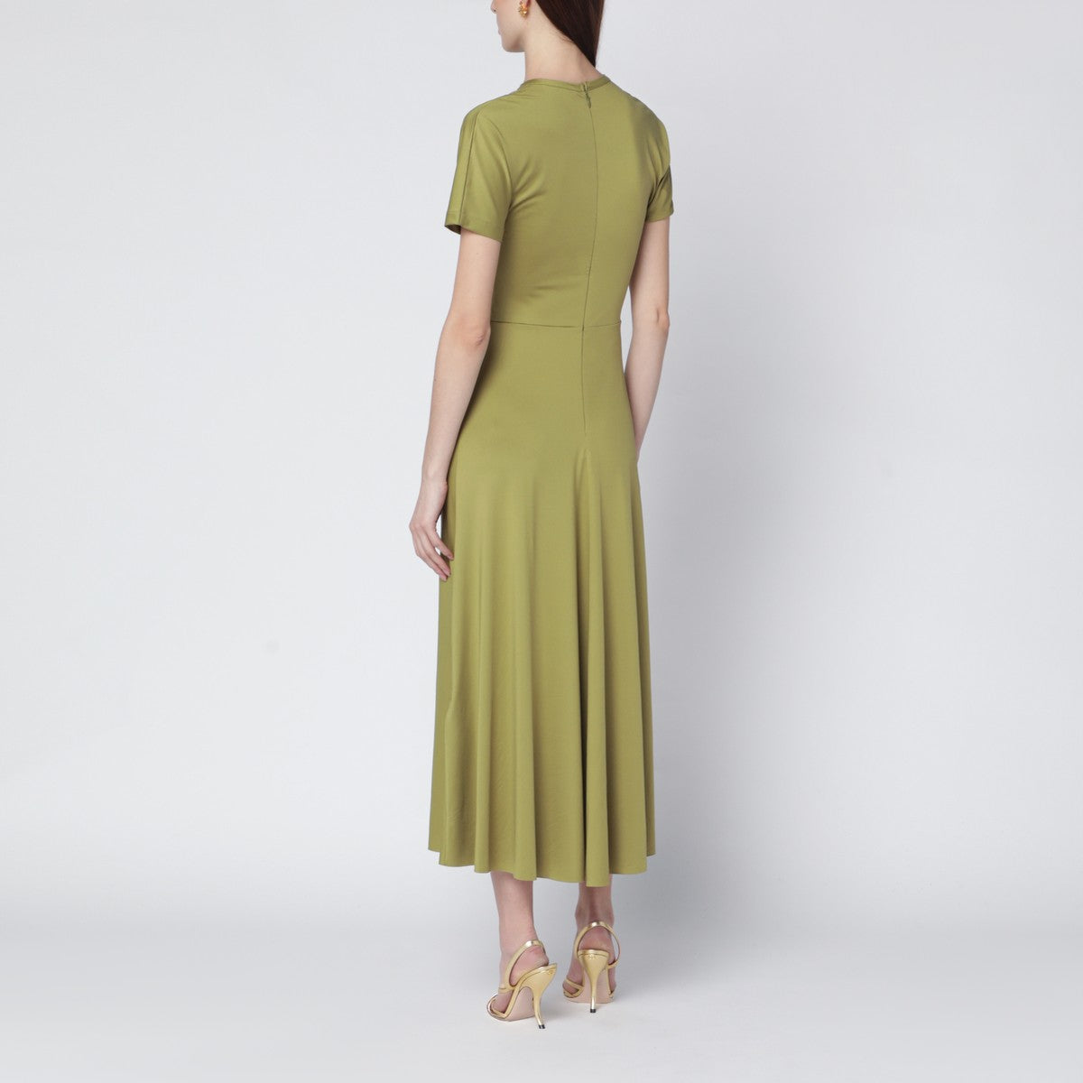 Victoria Beckham Victoria Beckham Blaire dress with gathered waist in yellowish green