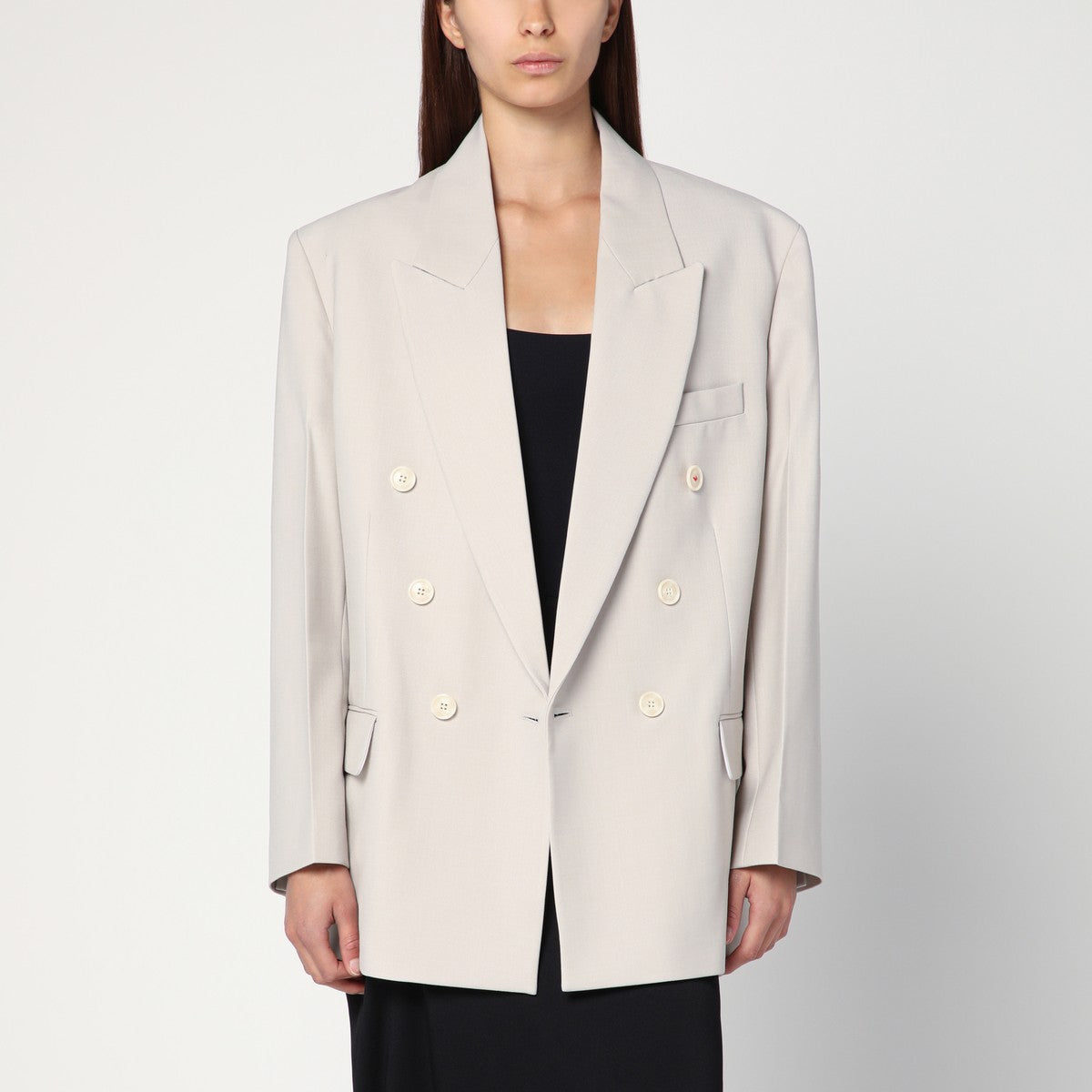 Victoria Beckham Victoria Beckham Pumice-coloured double-breasted jacket