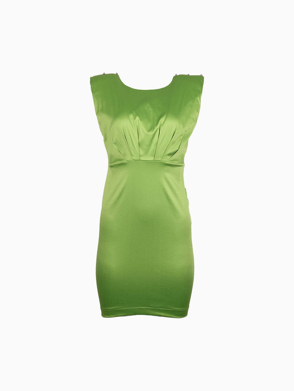 Siste’s Tubino Bottoni Spalle Green Mini Dress – Front View