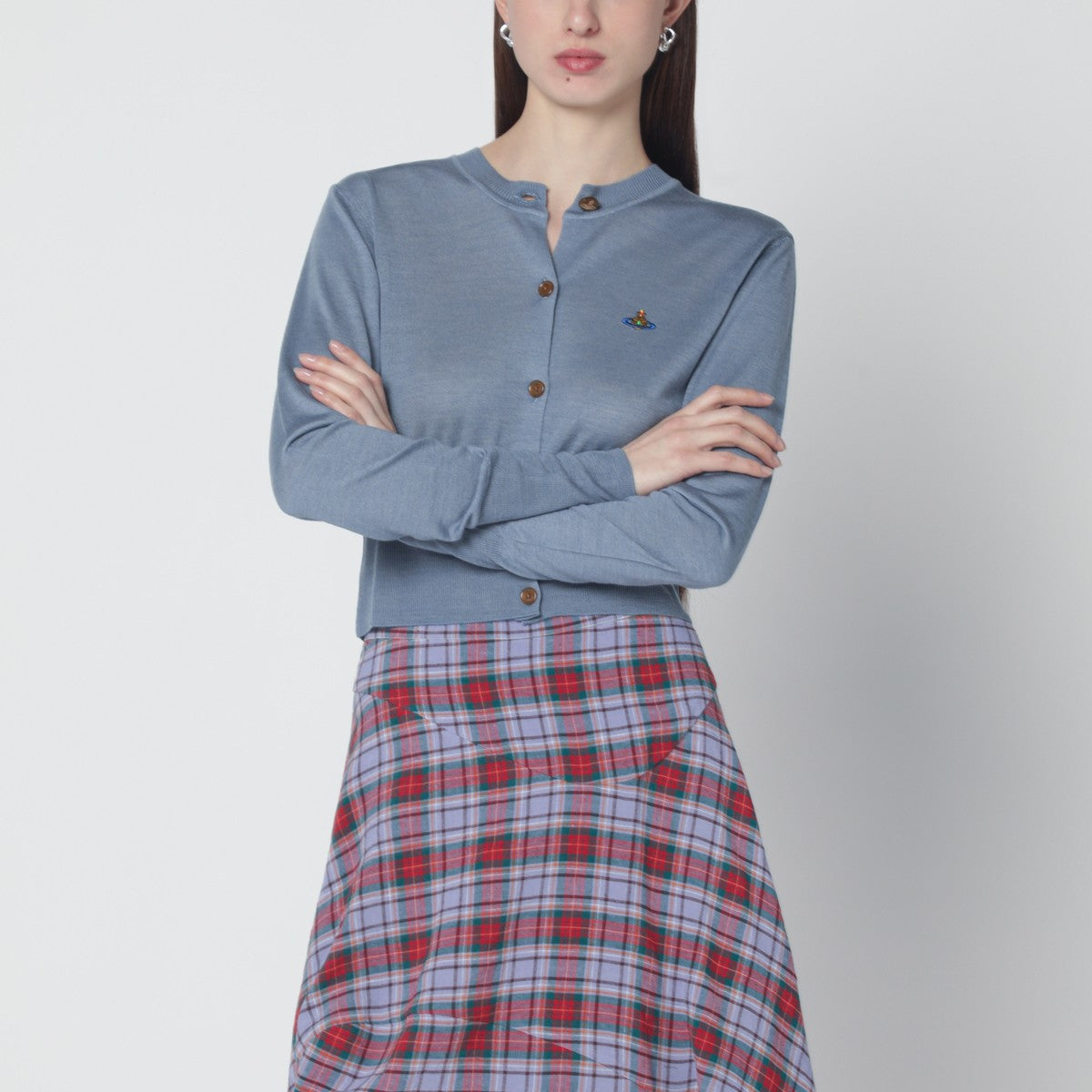 Vivienne Westwood Vivienne Westwood Ice-blue cropped wool and silk cardigan