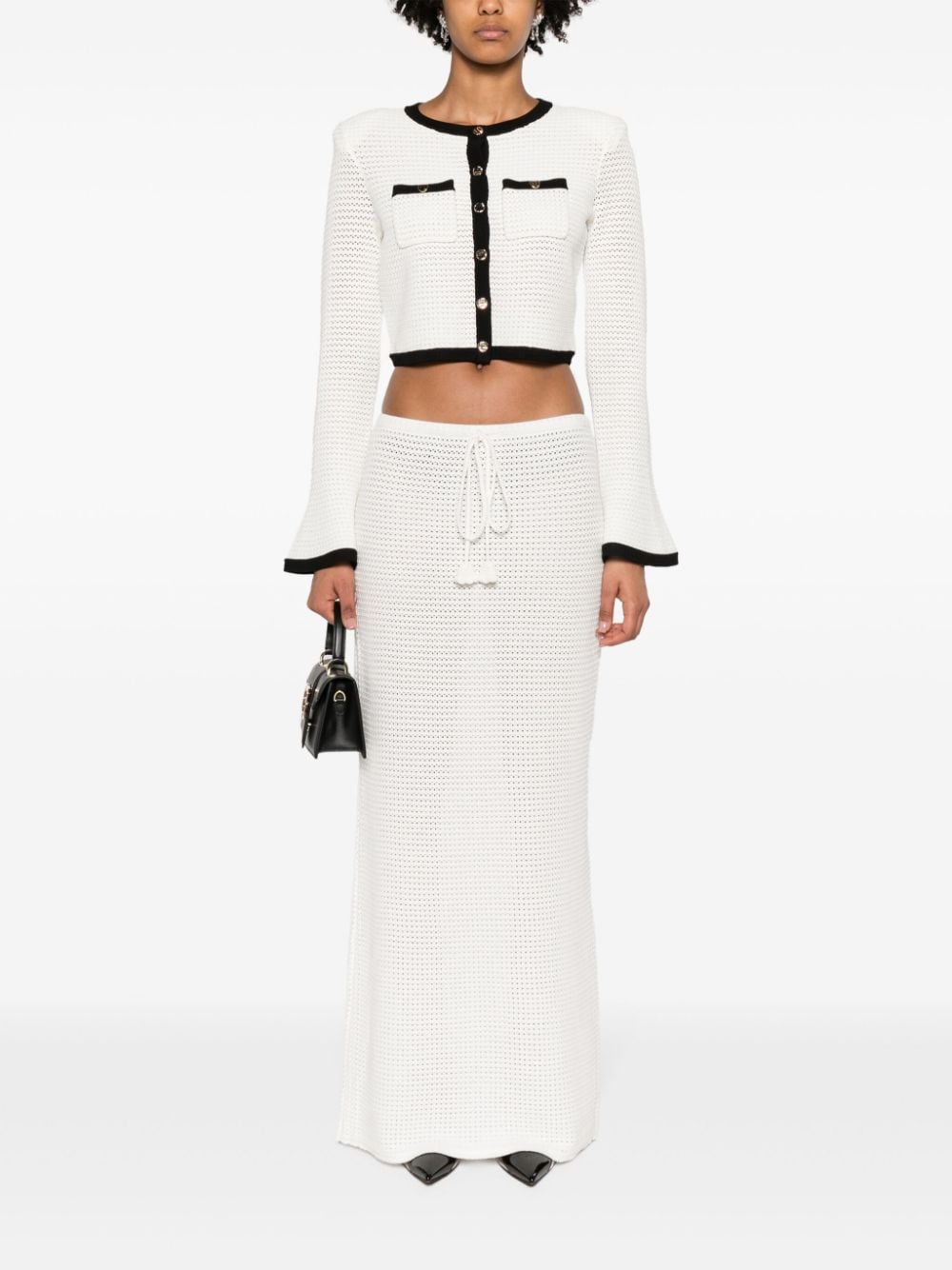 Self-Portrait Self-Portrait Pointelle-knit cropped cardigan