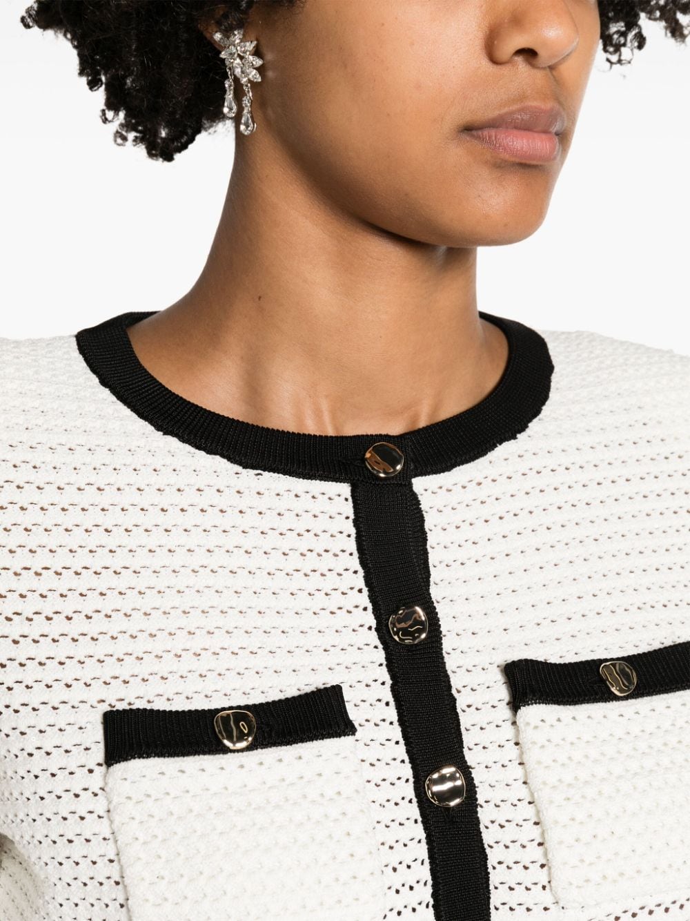 Self-Portrait Self-Portrait Pointelle-knit cropped cardigan