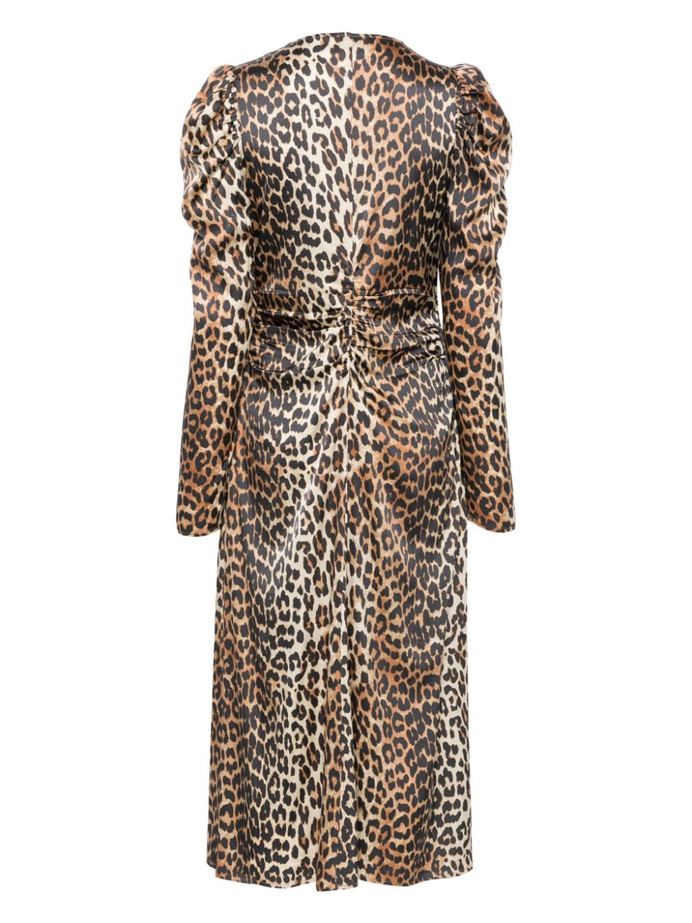 Ganni Ganni leopard-print Ruched Midi Dress
