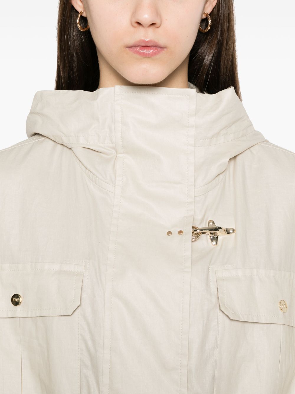 Fay Linen and cotton blend parka coat