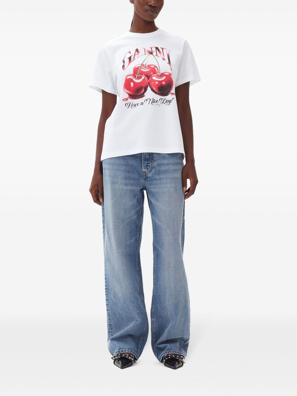 Ganni GANNI T-shirts and Polos White