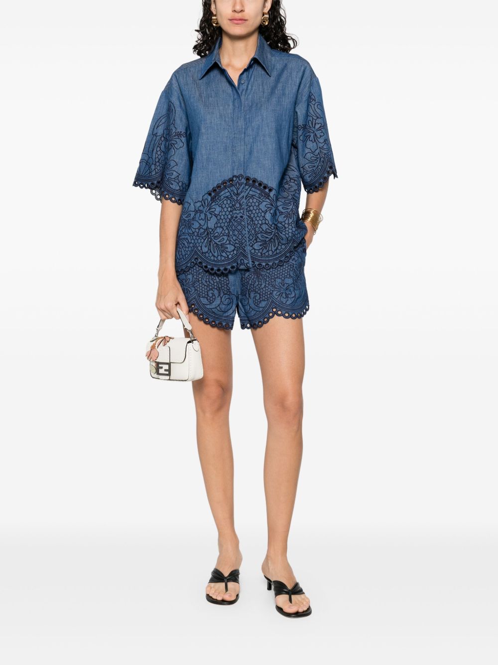 Zimmermann Zimmermann Coco Embroidered Denim Shirt
