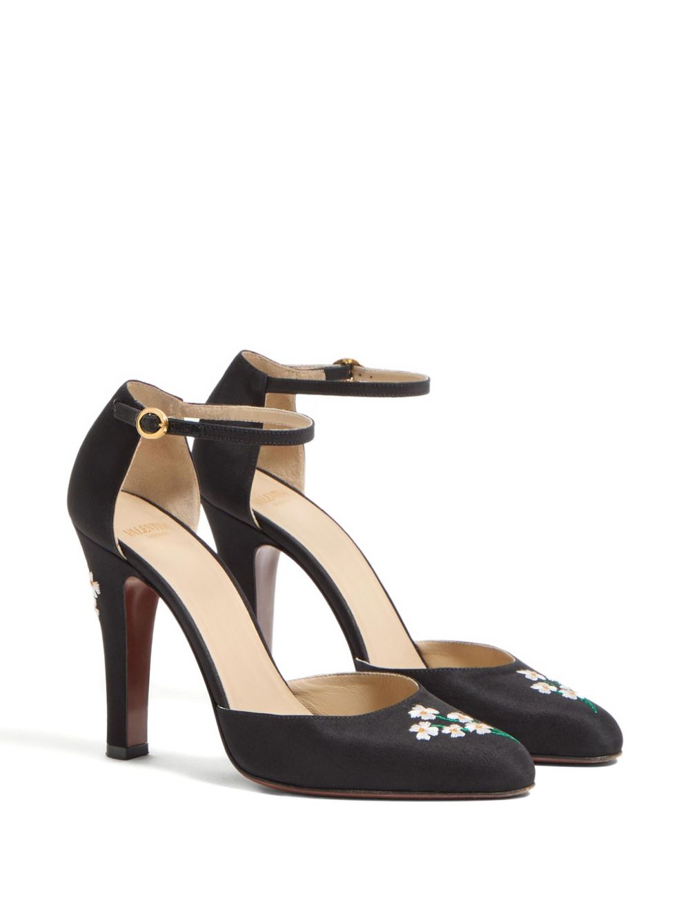Valentino Garavani Valentino Garavani Hi Dolly Pumps In Fabric With Floral Embroidery 105mm