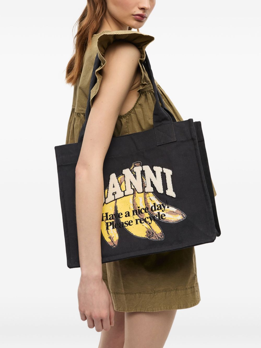 Ganni Ganni Organic cotton large tote bag
