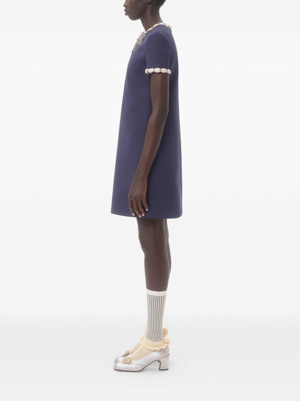 Valentino Valentino Short Embroidered Crepe Couture Dress