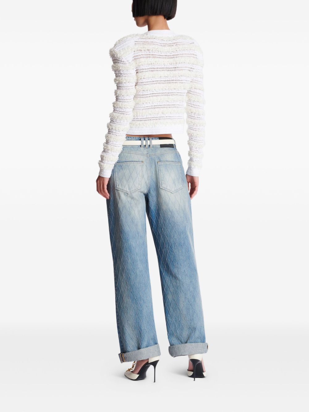 Balmain Balmain Long-sleeved tweed-effect knit cardigan