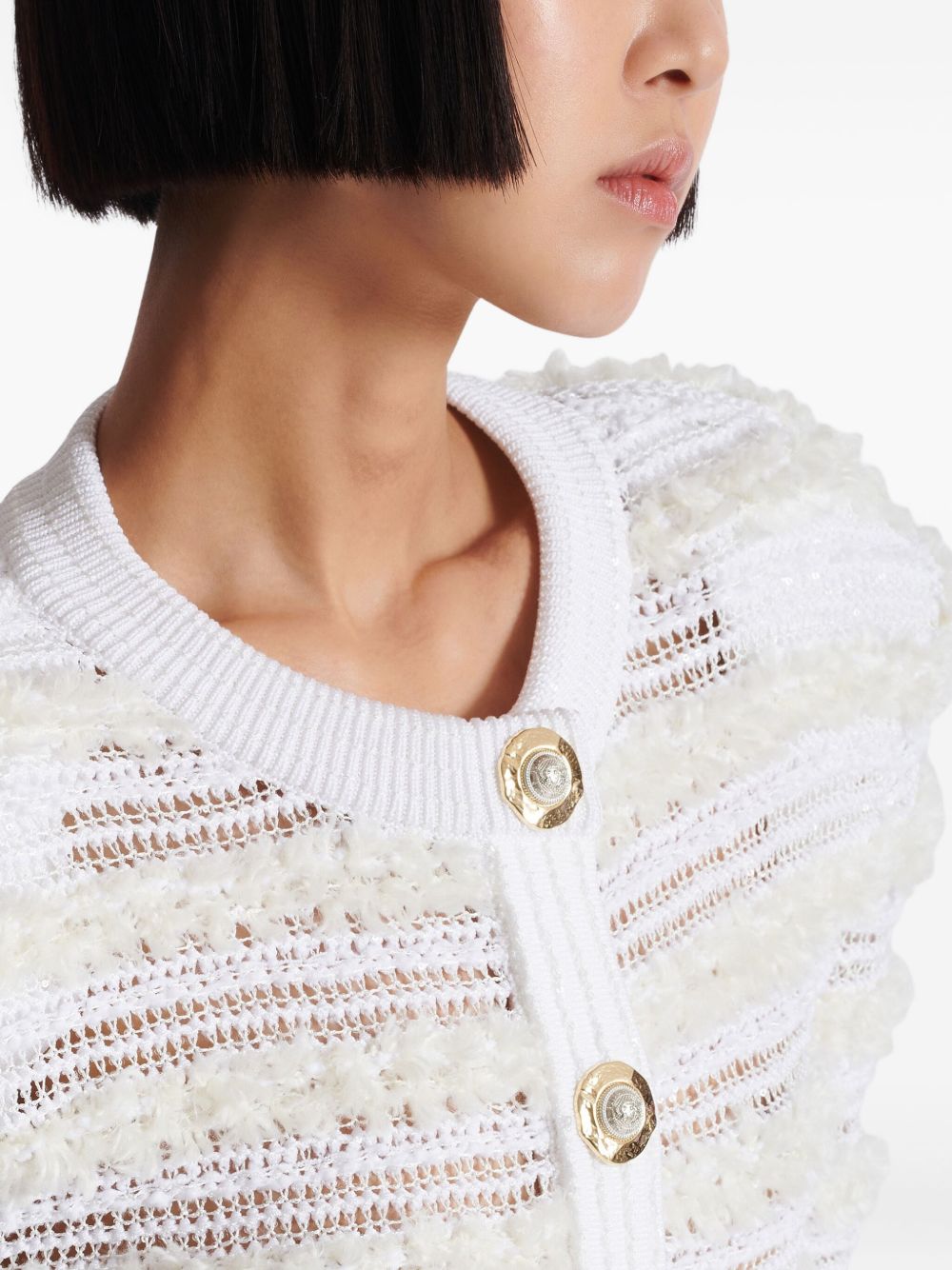 Balmain Balmain Long-sleeved tweed-effect knit cardigan