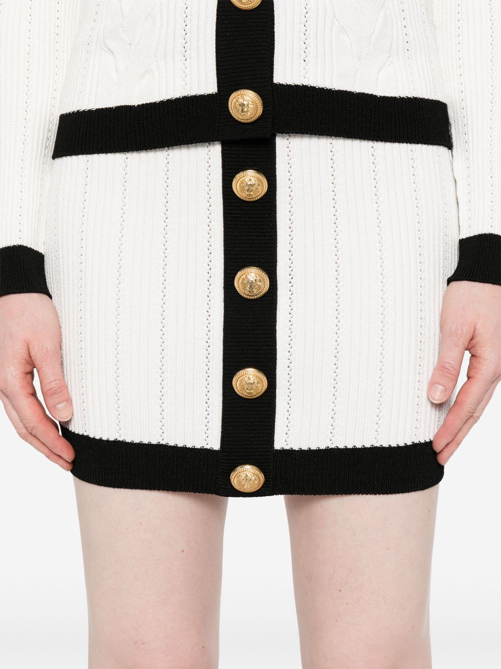 Balmain Balmain Button-embellished ribbed-knit mini skirt