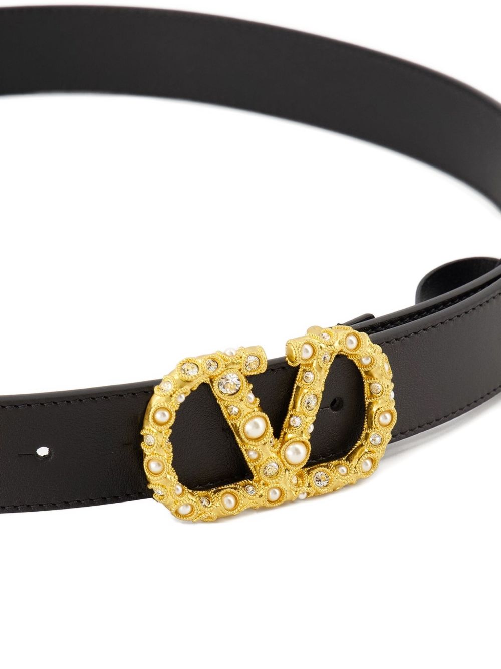 Valentino Garavani Valentino Garavani crystal embellishment VLogo Signature leather belt