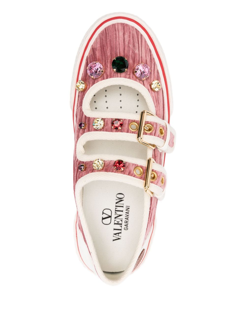 Valentino Garavani Valentino Garavani Jewel-embellished buckle sneakers