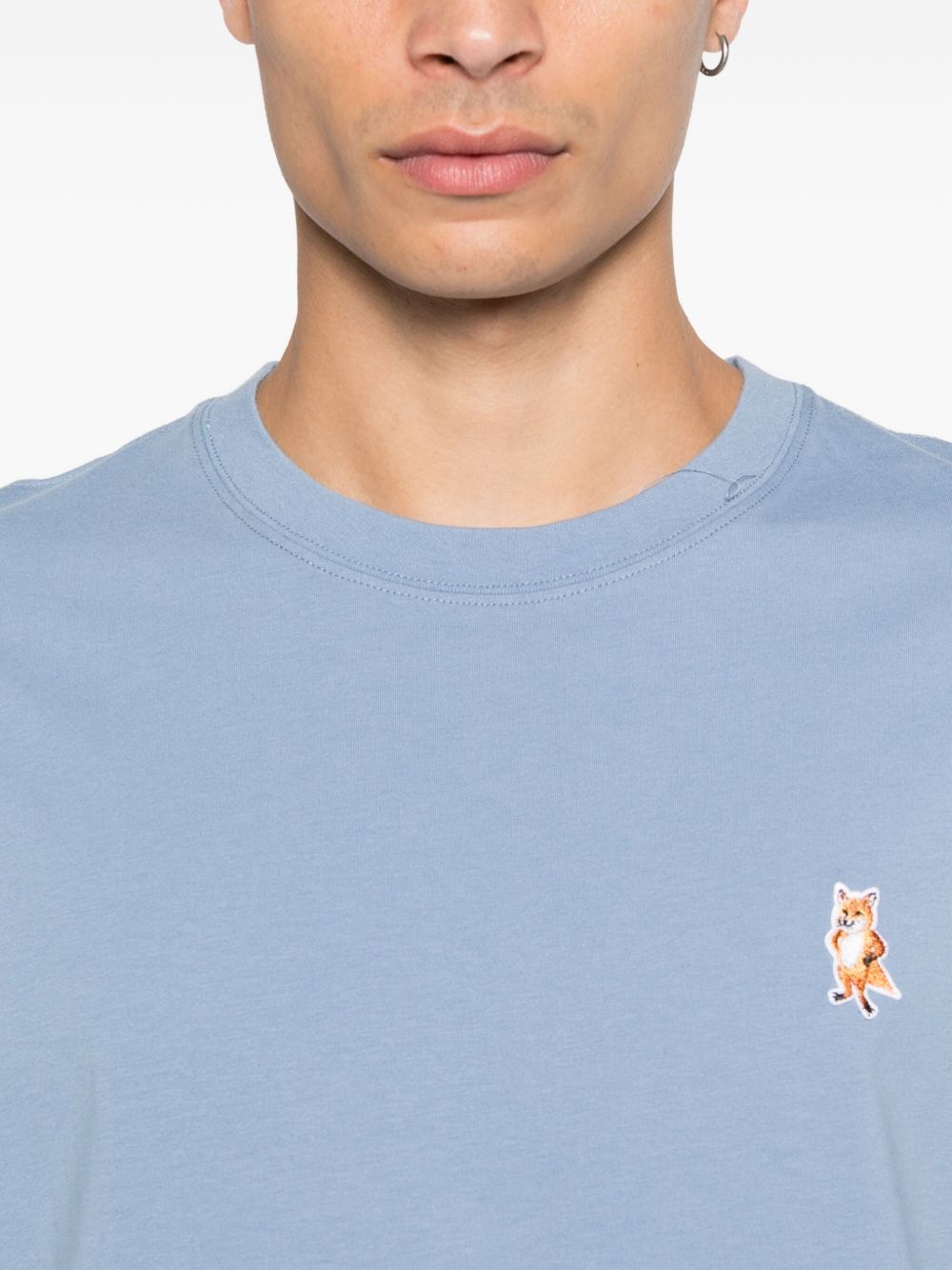 Maison Kitsuné Maison Kitsuné Standing Fox-embroidered cotton T-shirt
