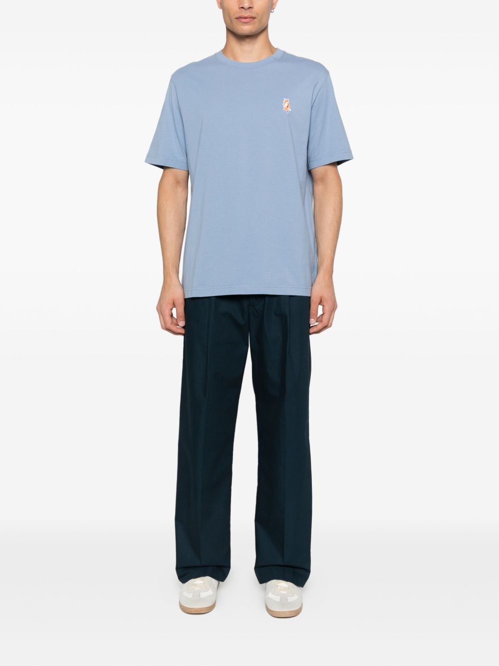 Maison Kitsuné Maison Kitsuné Standing Fox-embroidered cotton T-shirt