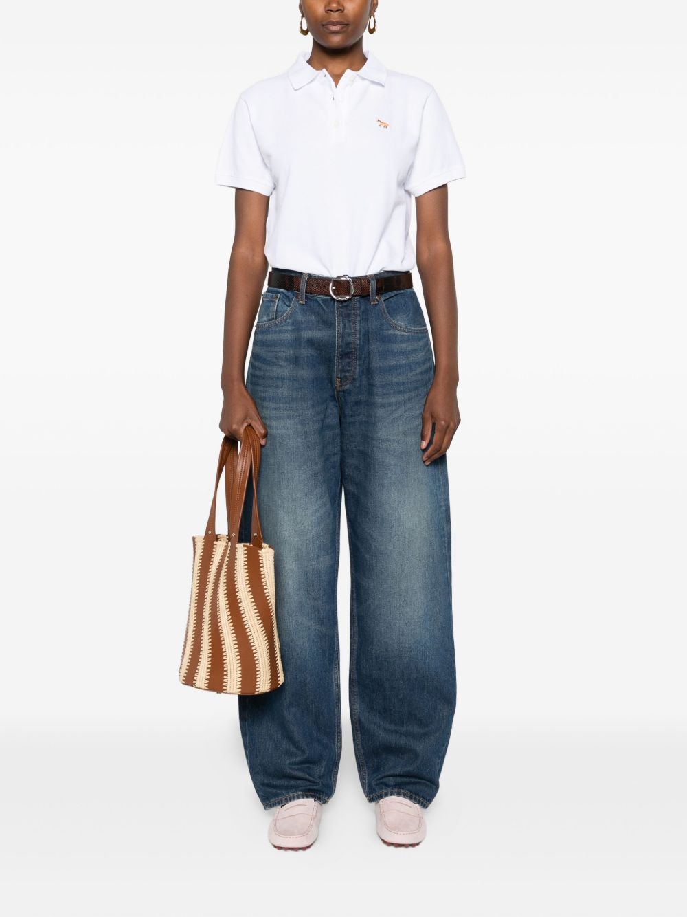 Maison Kitsuné Maison Kitsuné Fox-embroidered polo shirt