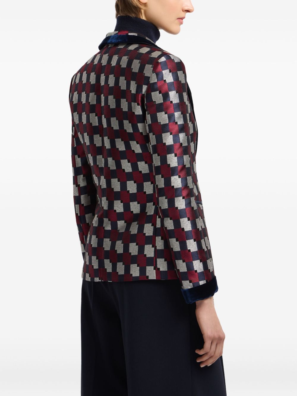 Emporio Armani Emporio Armani Geometric jacquard blazer with velvet details