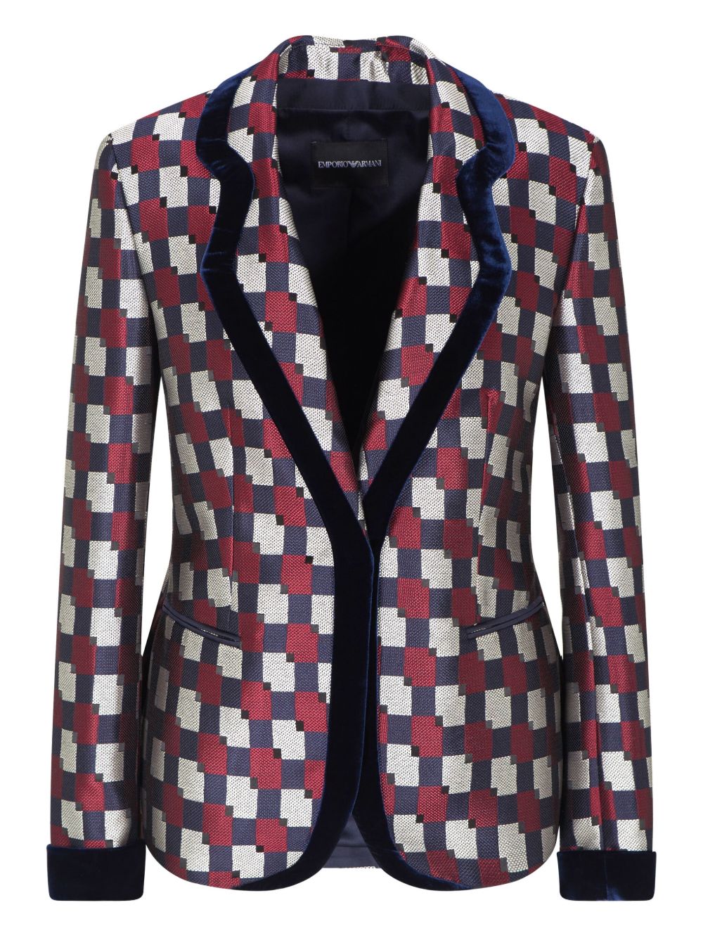 Emporio Armani Emporio Armani Geometric jacquard blazer with velvet details