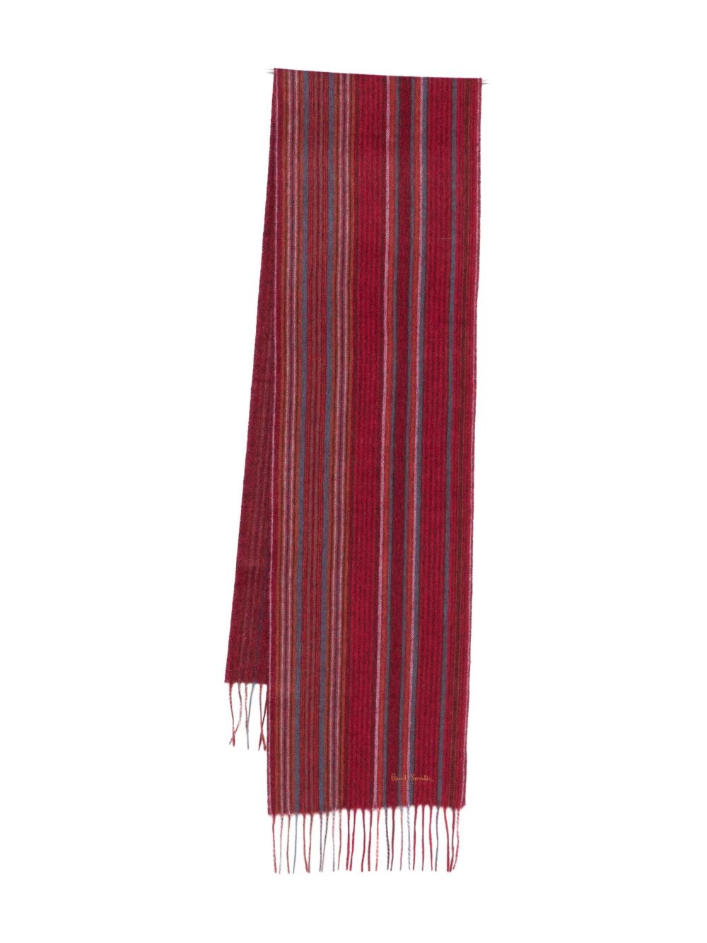 Paul Smith Red Tonal Stripe Lambswool Scarf