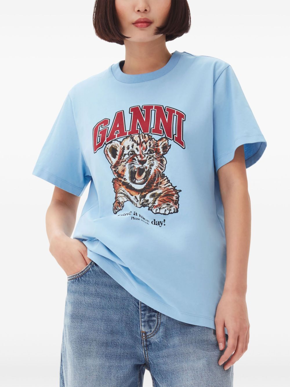 Ganni GANNI T-shirts and Polos Clear Blue