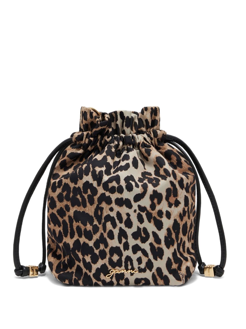 Ganni Printed Bou Bucket Pouch In Leopard