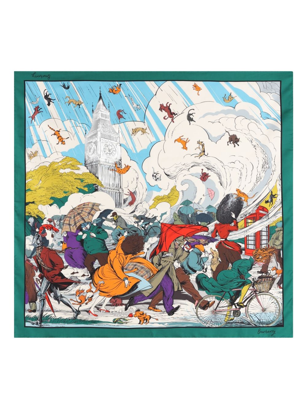 Burberry Raining Cats And Dogs Silk Scarf
