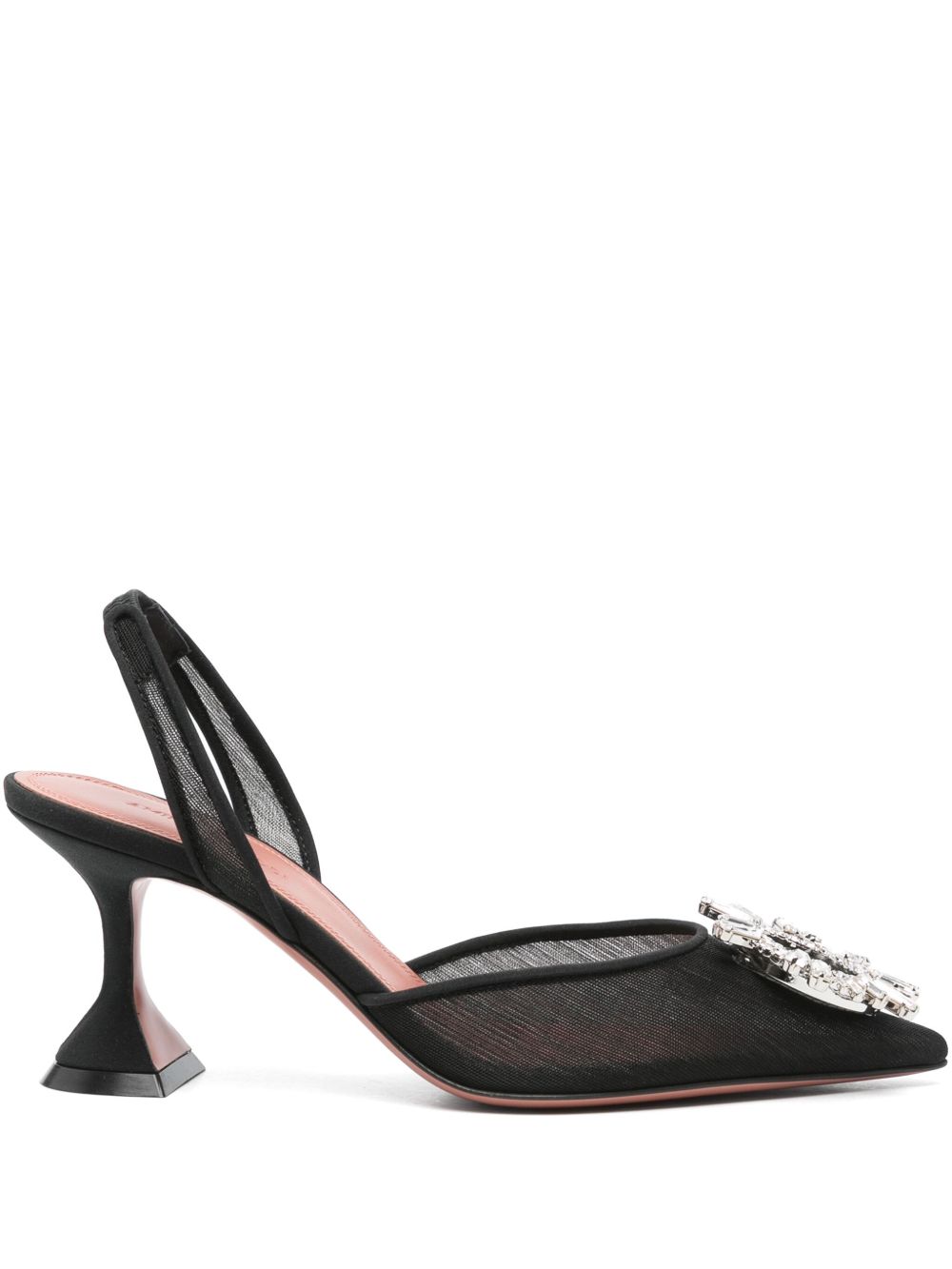 Amina Muaddi Begum Mesh Sling 70 Black Mesh