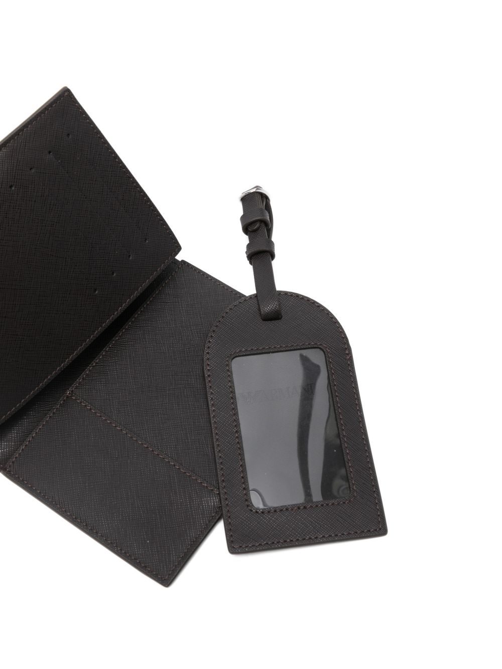 Emporio Armani Asv Recycled Saffiano Leather Passport Holder And Tag Gift Box