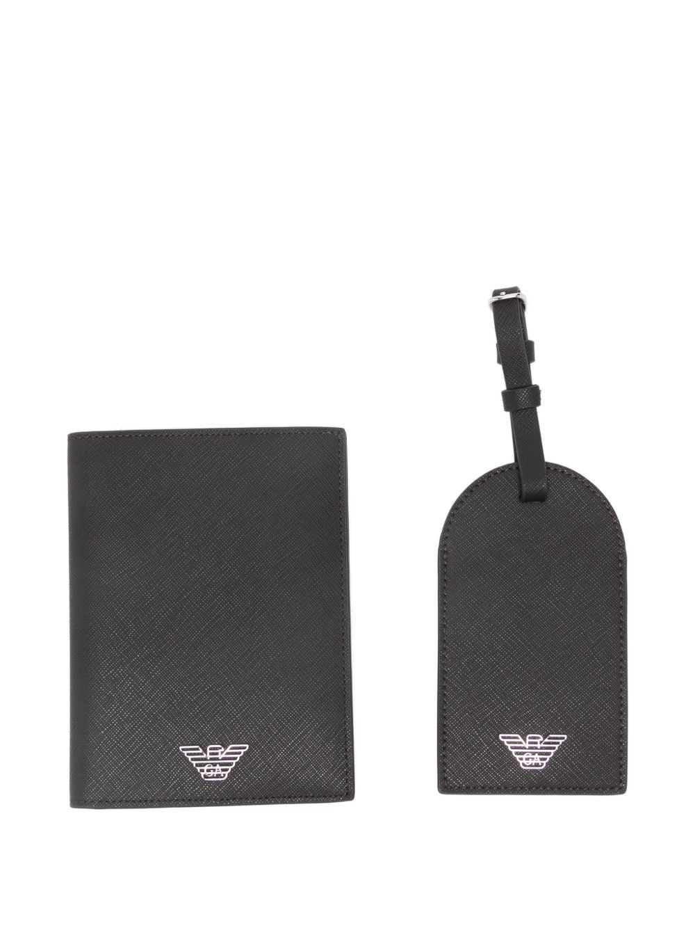 Emporio Armani Asv Recycled Saffiano Leather Passport Holder And Tag Gift Box
