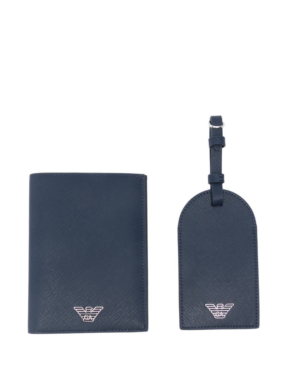 Emporio Armani Asv Recycled Saffiano Leather Passport Holder And Tag Gift Box