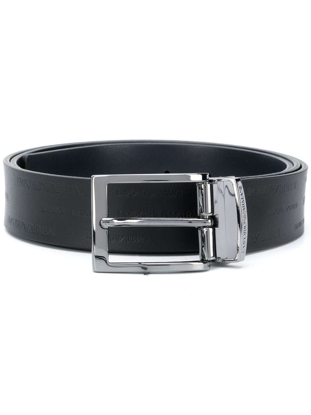 Emporio Armani Exclusive Reversible Leather Belt With All-Over Embossed Lettering