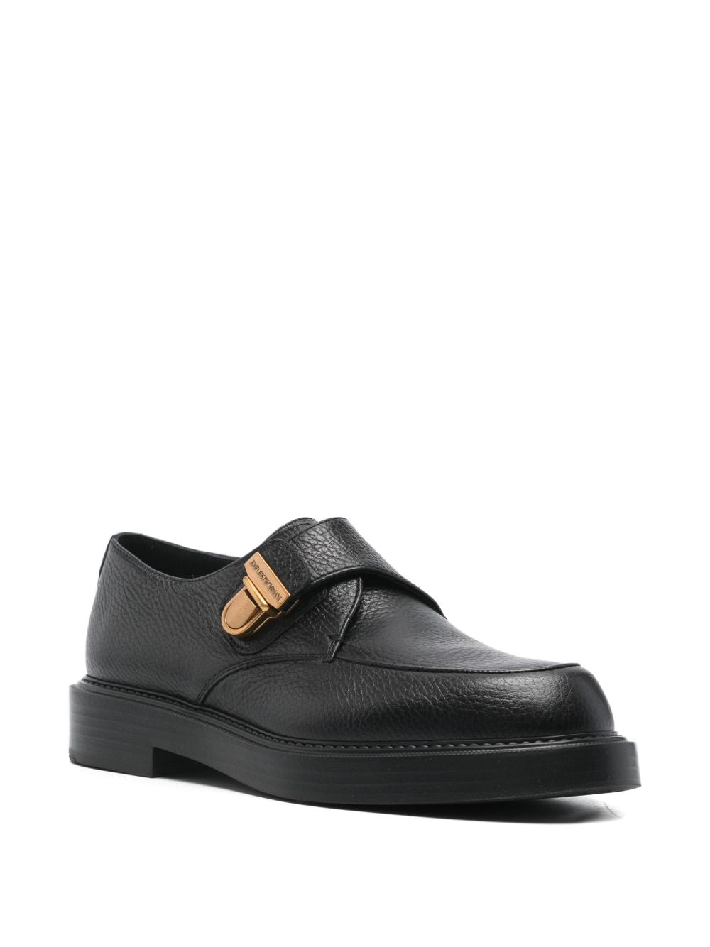 Emporio Armani Icon pebbled leather chunky monk straps
