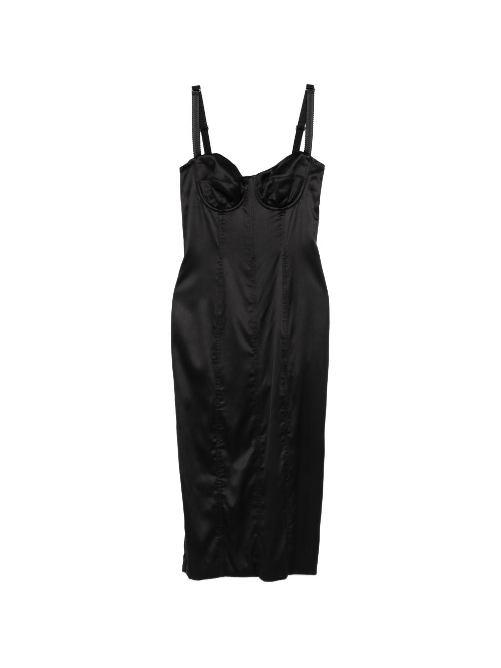 Dolce & Gabbana-black satin bustier midi dress