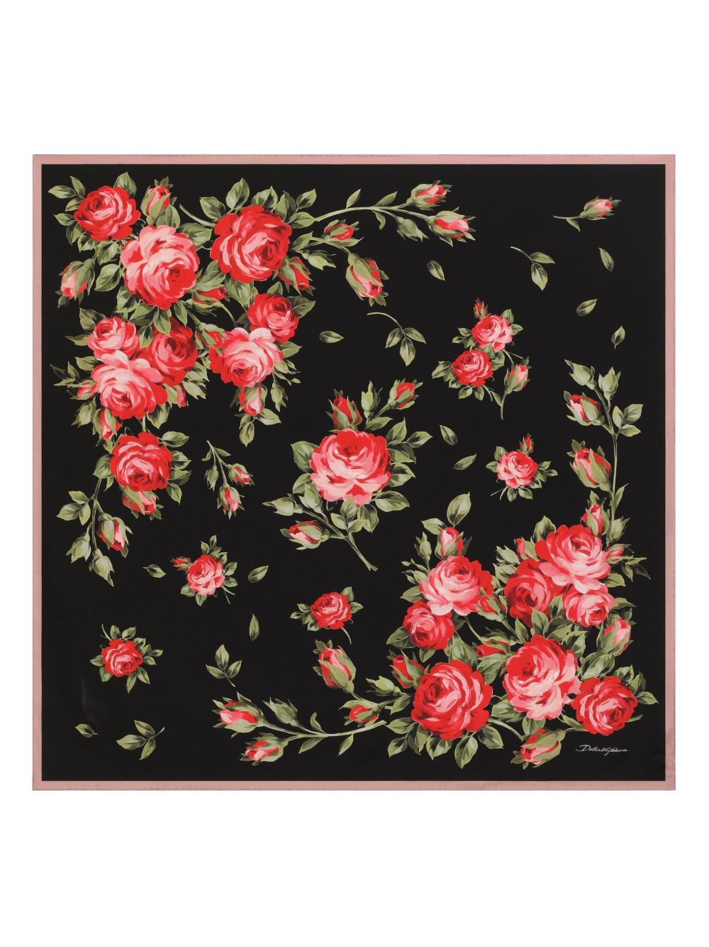 Dolce & Gabbana- Dolce & Gabbana Roses Bouquet Print Silk Foulard.