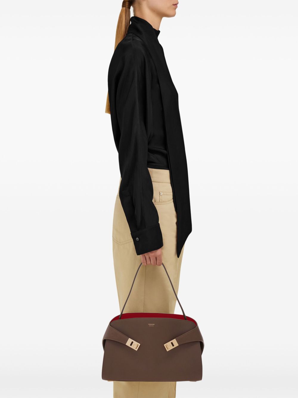 Ferragamo Hug Soft Bicolor Shoulder Bag