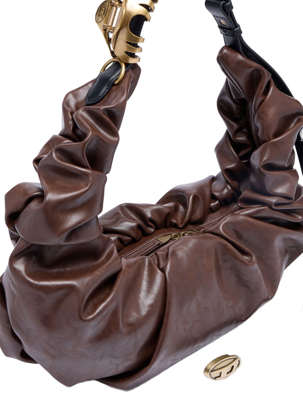 Diesel Grab-D L-Large Scrunched Shiny Pu Hobo Bag