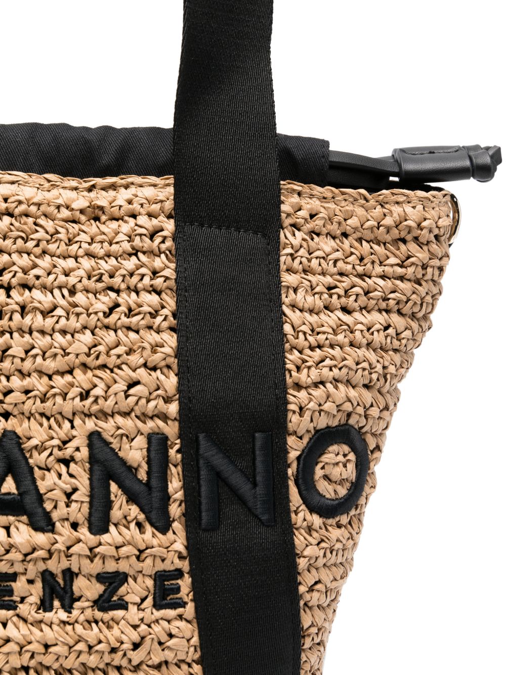 Ermanno Firenze Raffia Tote Bag With Embroidered Logo