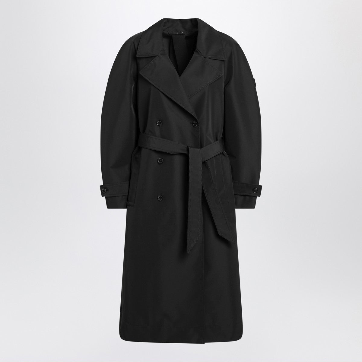 Moncler X Edward Enninful Black double-breasted trench coat with belt