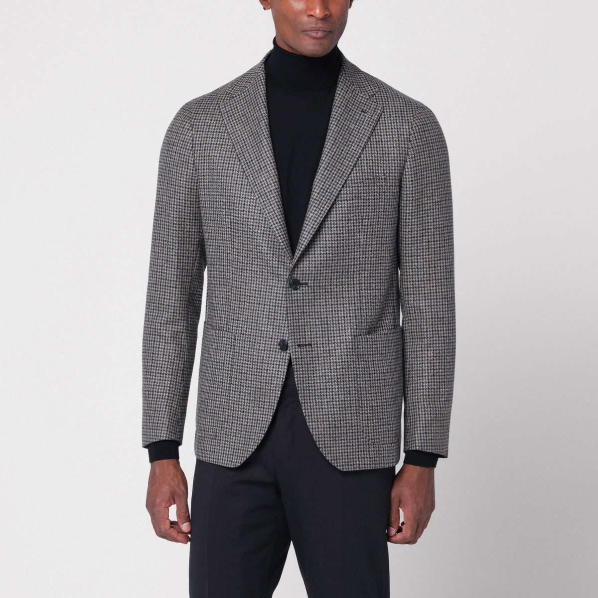 Tagliatore Tagliatore Beige/grey houndstooth jacket