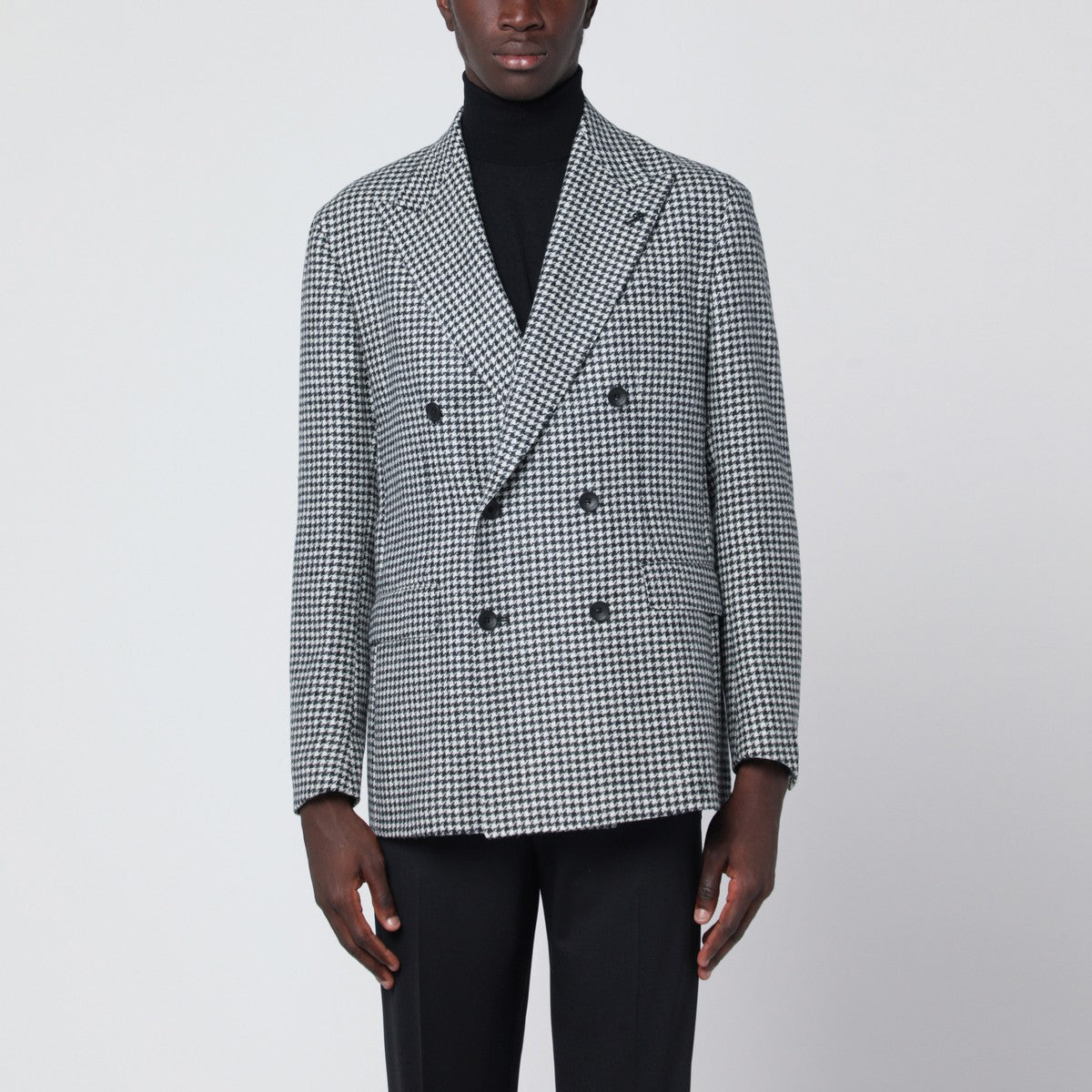 Tagliatore Tagliatore Black/white houndstooth double-breasted jacket