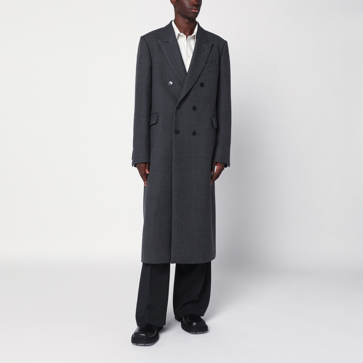 Dries Van Noten Dries Van Noten Grey double-breasted wool coat