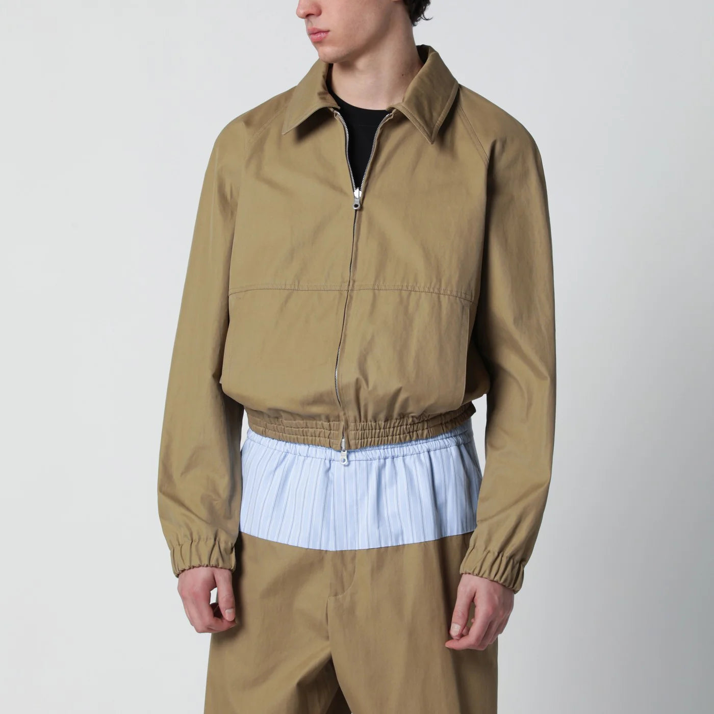 Dries Van Noten Beige cotton-blend zip-up jacket