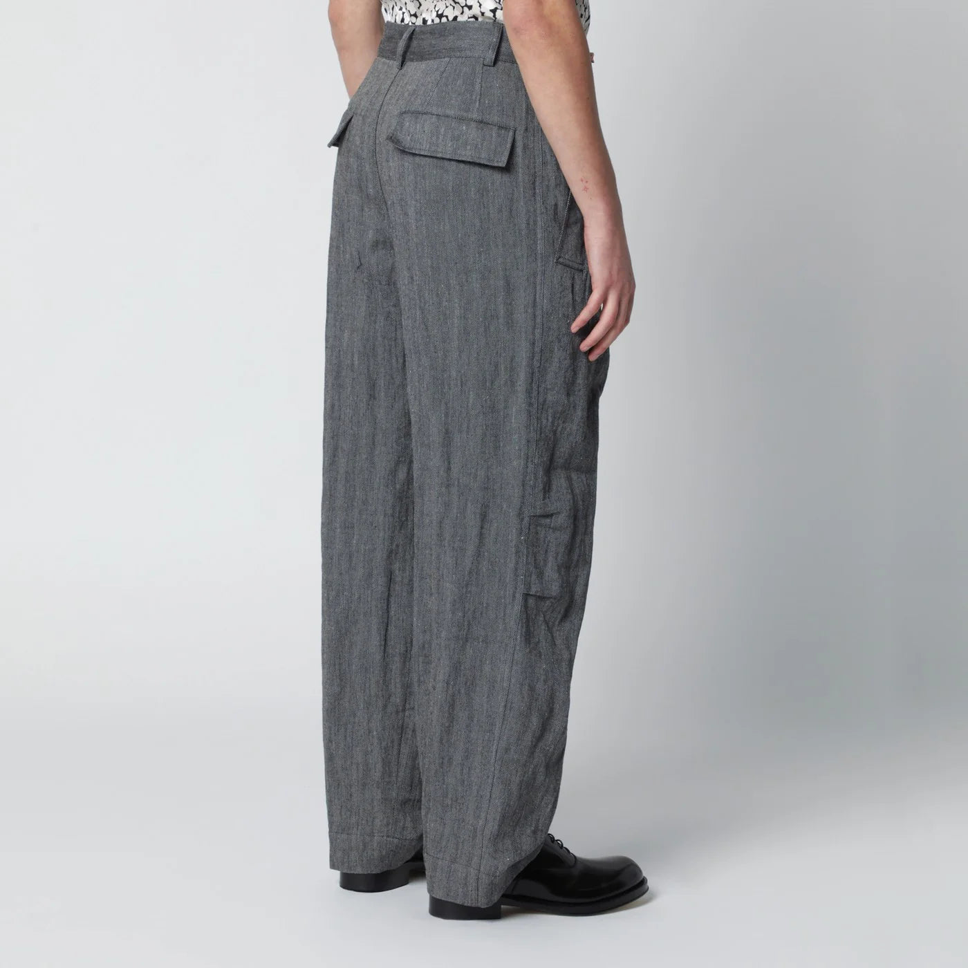 Dries Van Noten Black herringbone trousers